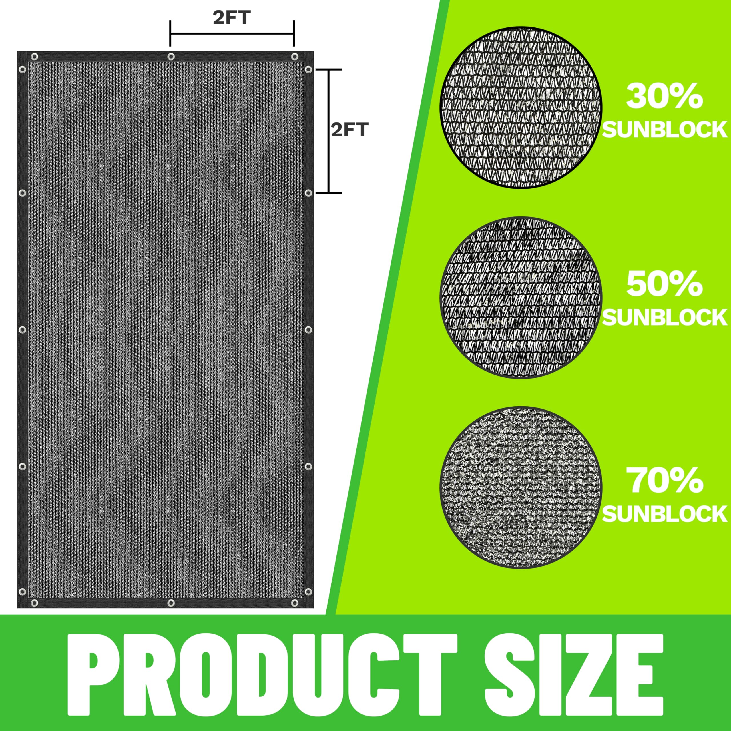 Colourtree 50% Black Shade Cloth Custom Size 5Ft X 12Ft Mesh Tarp, Uv Resistant Netting With Upgrade Grommets For Plant Cover, Greenhouse, Chicken Coop, Barn, Kennel, Garden (We Make Custom Size)