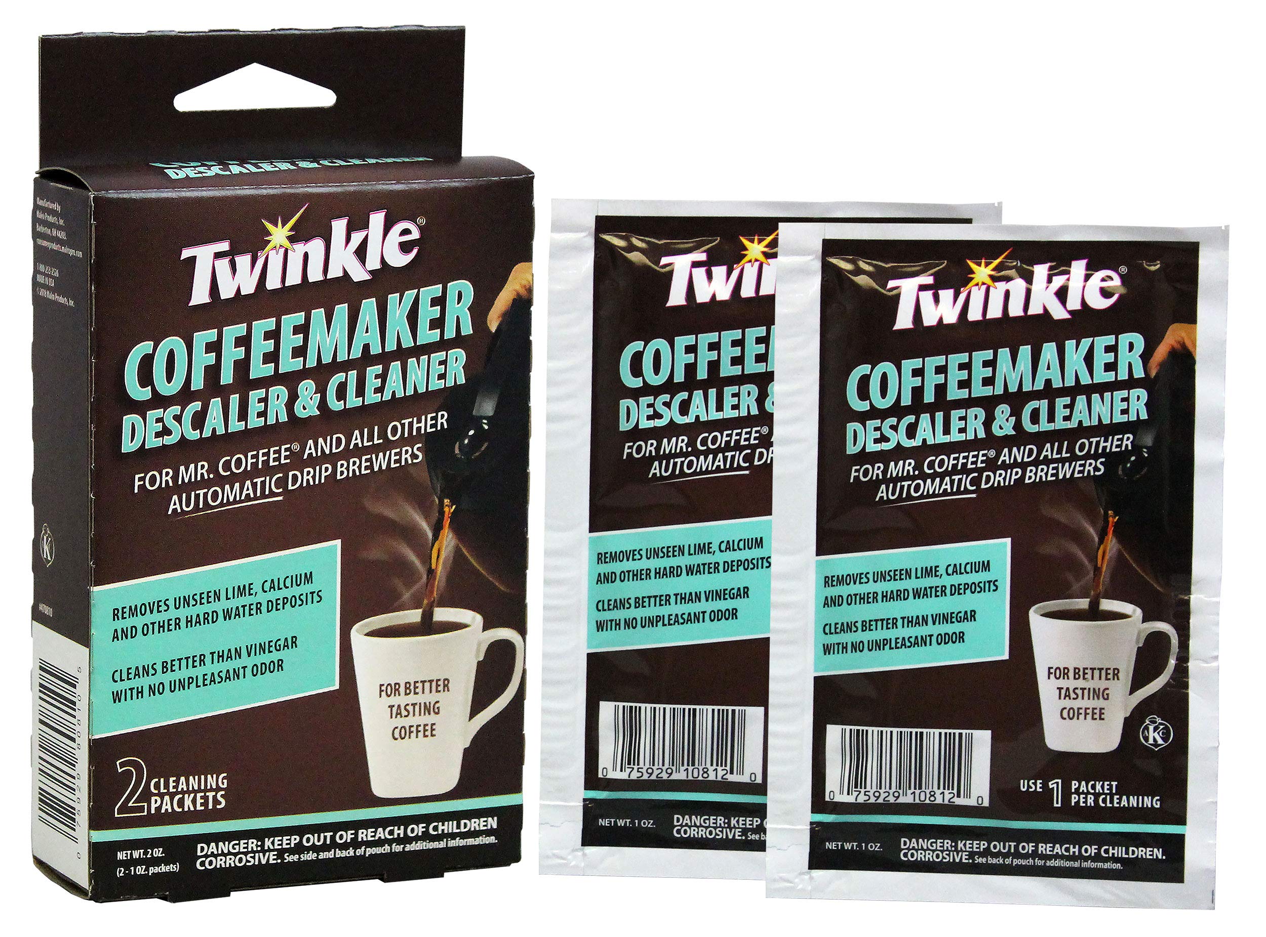 Twinkle Coffeemaker Cleaner & Descaler - Compatible With Mr. Coffee & All Automatic Drip Units (Pack Of 2)