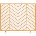 Best Choice Products 38x31in Single Panel Handcrafted Wrought Iron Mesh Chevron Fireplace Screen, Fire Spark Guard for Living Ro