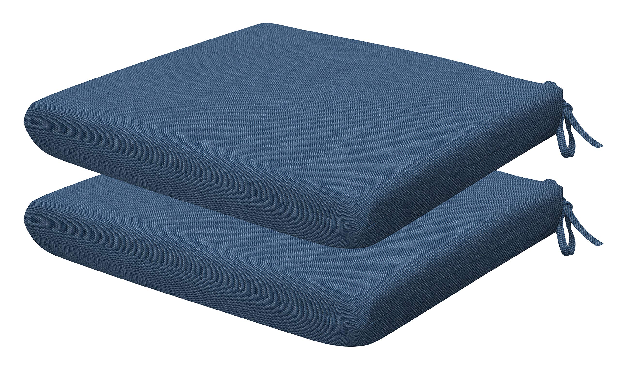 Honeycomb Indoor/Outdoor Textured Solid Pacific Blue Universal Seat Cushion: Recycled Fiberfill, Weather Resistant, Comfortable