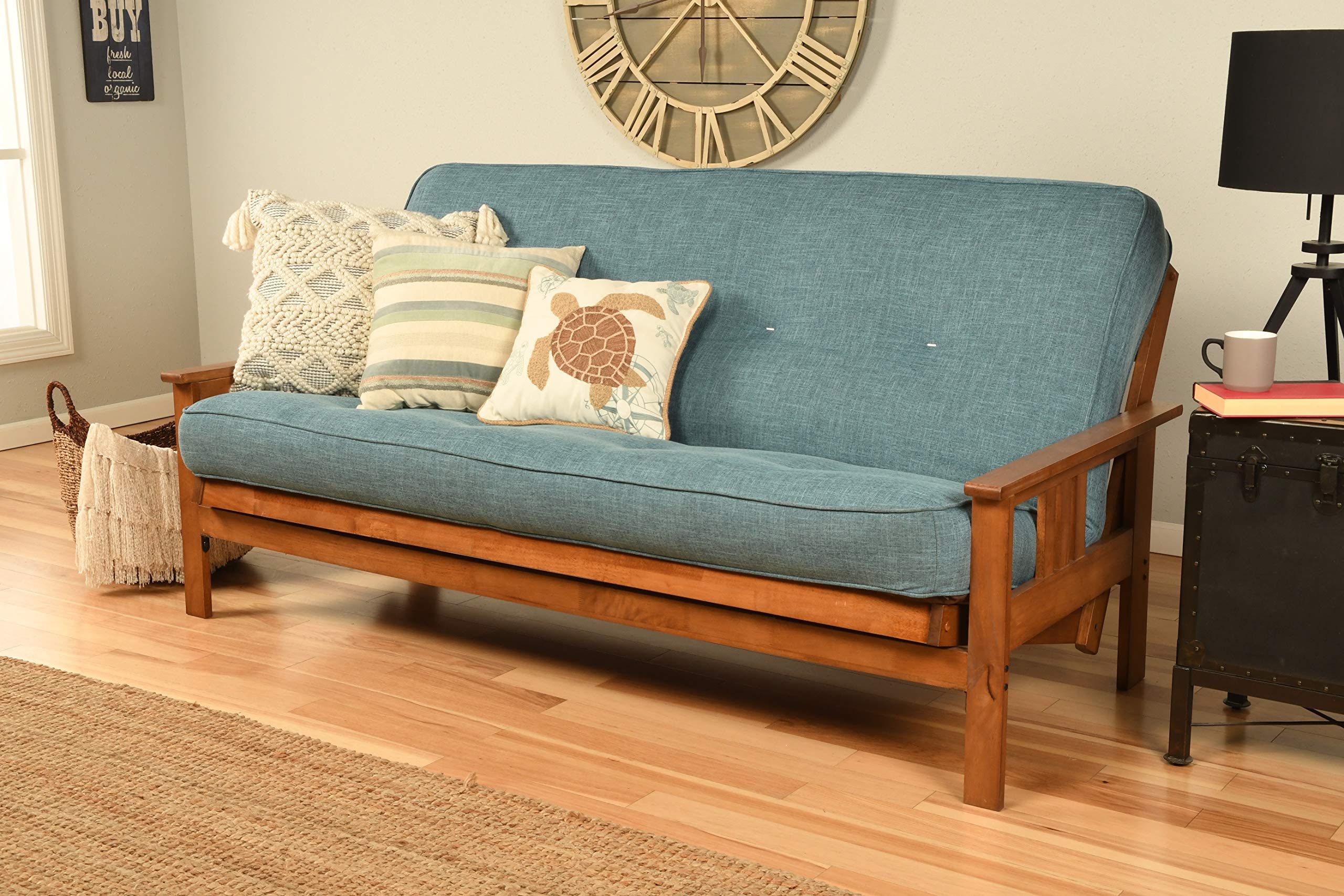 Kodiak Furniture Monterey Full Futon With Linen Fabric Mattress In Barbados/Blue