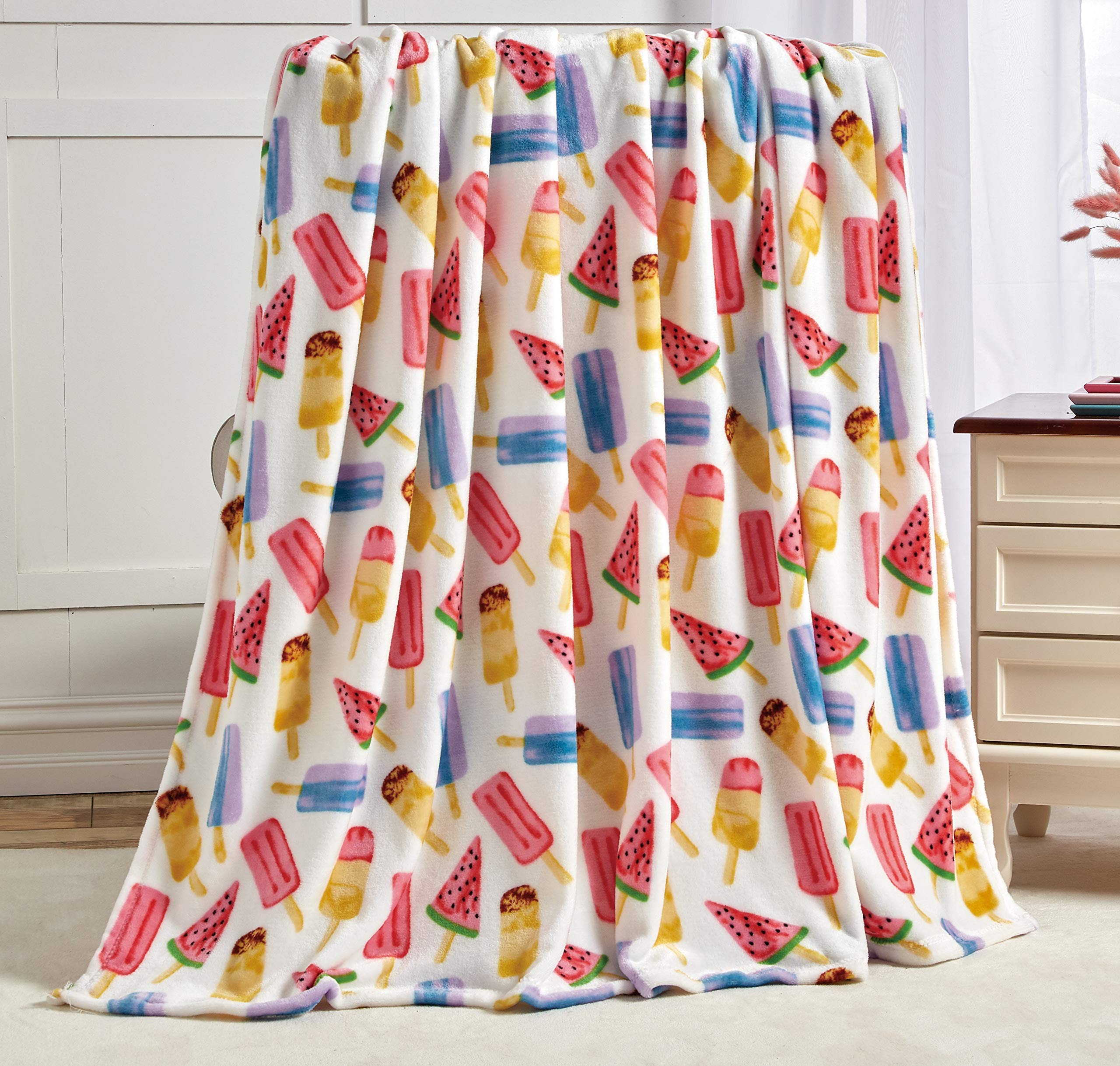 Faith, Hope, Love Home D  Cor Summertime Fun Extra Soft Throw Blanket (50' X 60') - Ice Cream, Popsicles & Watermelon For Boys