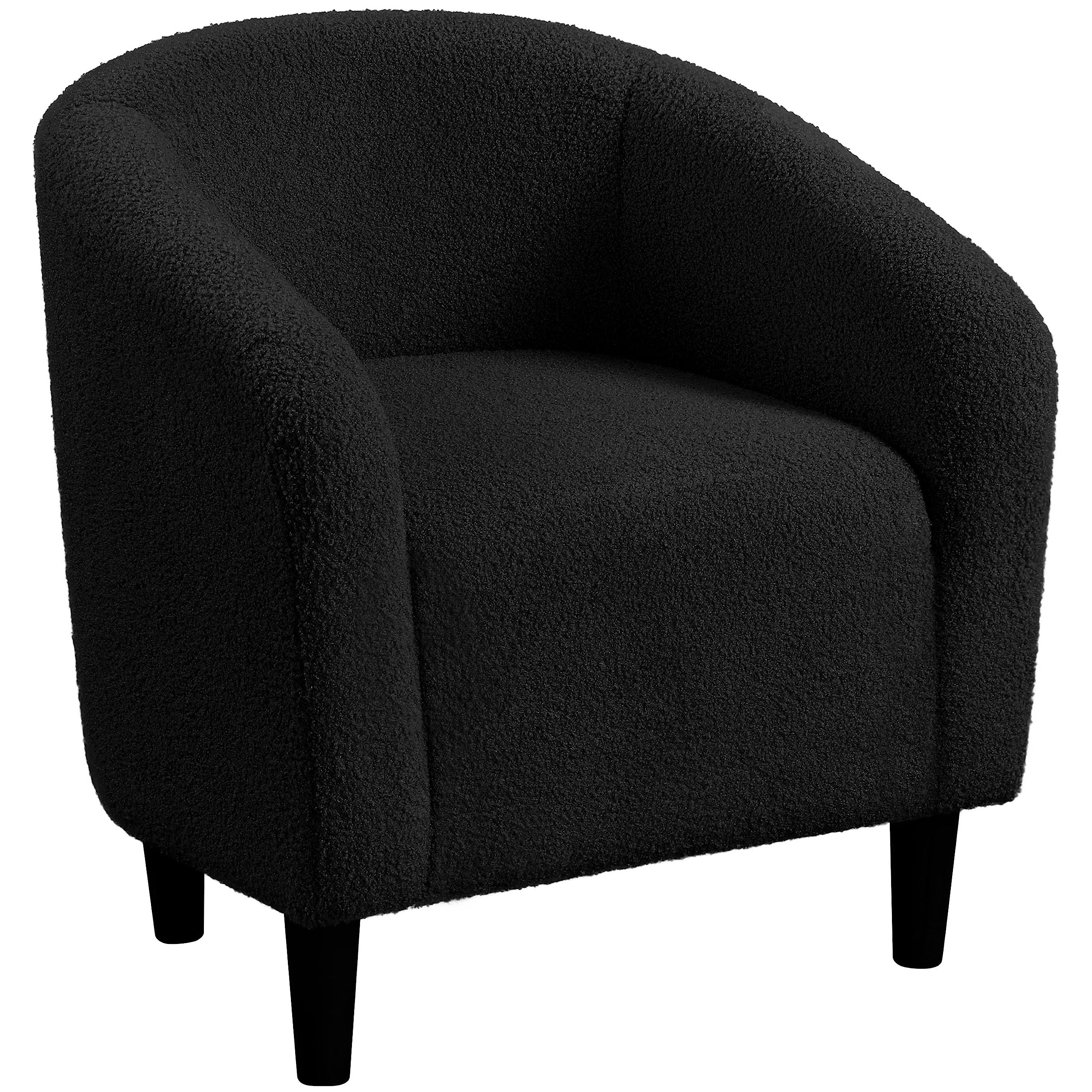 Yaheetech Accent Barrel Chair, Boucle Fabric Club Chair, Furry Sherpa Elegant Armchair With Cozy Soft Padded, Suitable For Living Room Bedroom Reception Room Office, Black