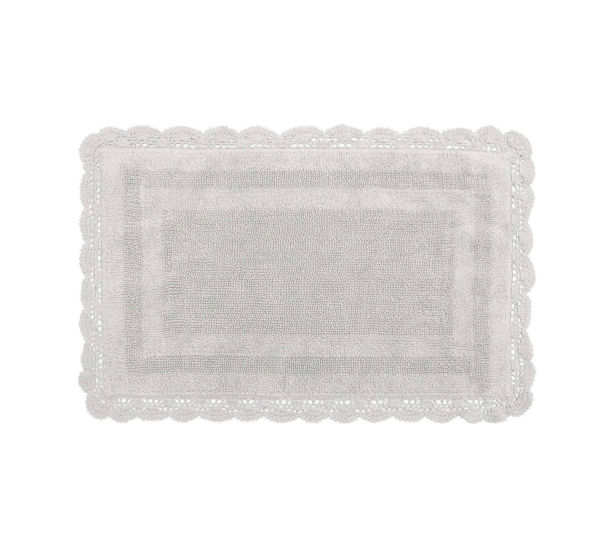 Laura Ashley Crochet Cotton 21x34 Bath Rug, Light Grey