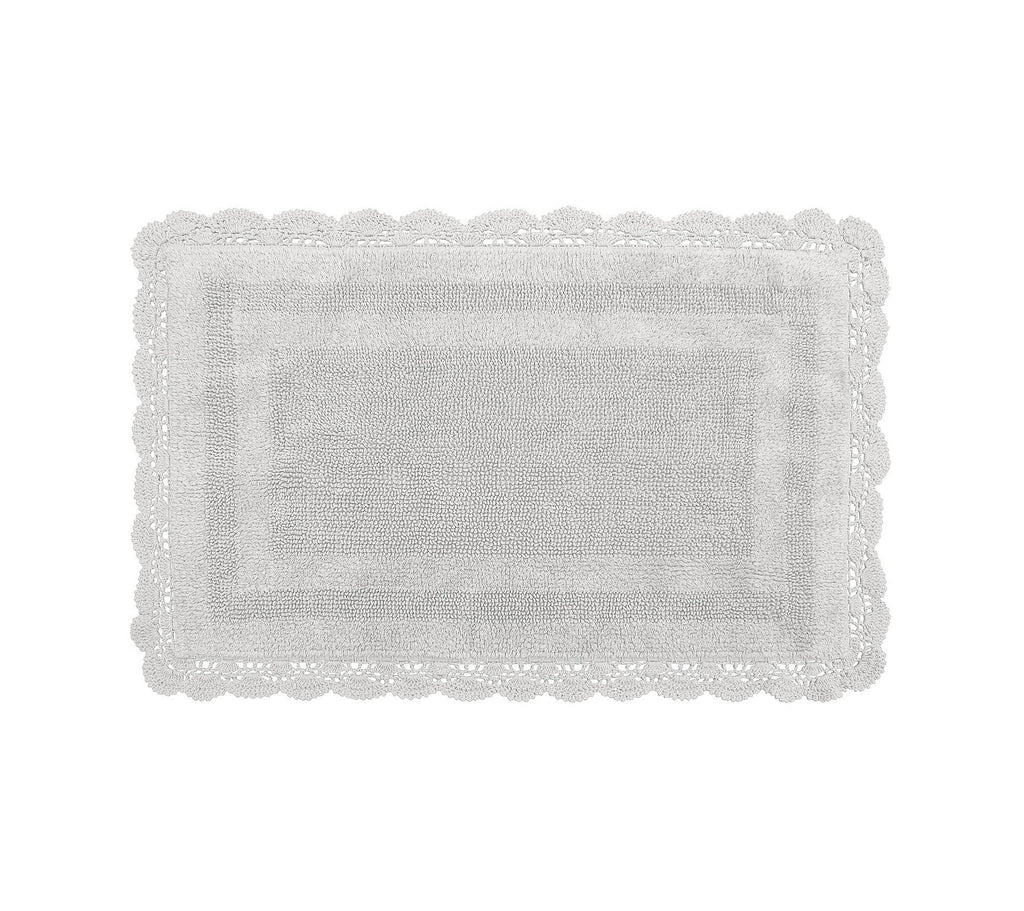 Laura Ashley Crochet Cotton 21x34 Bath Rug, Light Grey