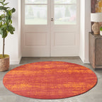 Nourison Essentials Indoor/Outdoor Red 4' X Round Area Rug, Easy Cleaning, Non Shedding, Bed Room, Living Room, Dining Room, Backyard, Deck, Patio (4 Round)