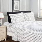 Elegant Comfort Delilah Polkadot 6-Piece Set, Fade & Wrinkle Resistant, 1500 Premium Hotel Quality Microfiber Deep Pocket Fitted Sheet Featuring Smart Pockets, Polkadot Sheet Set, Full, White