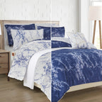 Elegant Comfort Reversible 10-Piece Comforter Set, Marble Print, Decorative Pillow And Fitted Sheet With Smart Pockets, Soft, Pl