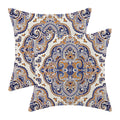 Navy Blue Boho Pillow Covers 18X18 Inch Set Of 2,Burnt Orange Carpet Pattern Throw Pillows Case,Ethnic Design Retro Outdoor Deco