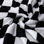 R.Share Black And White Checkered Throw Blanket 50X70 Inch Reversible, Microfiber Soft Comfy Cozy Lightweight Fluffy Fuzzy Warm