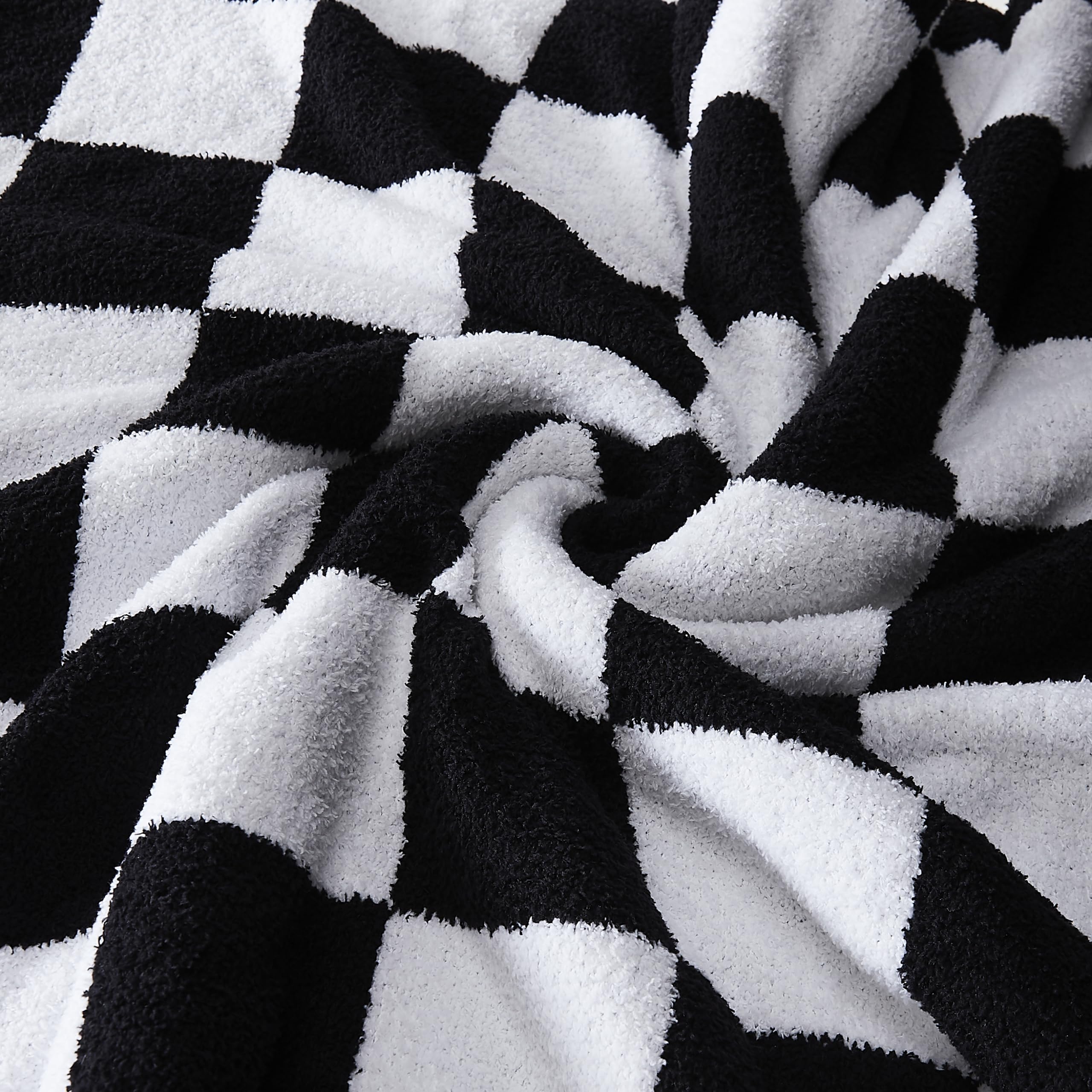 R.Share Black And White Checkered Throw Blanket 50X70 Inch Reversible, Microfiber Soft Comfy Cozy Lightweight Fluffy Fuzzy Warm