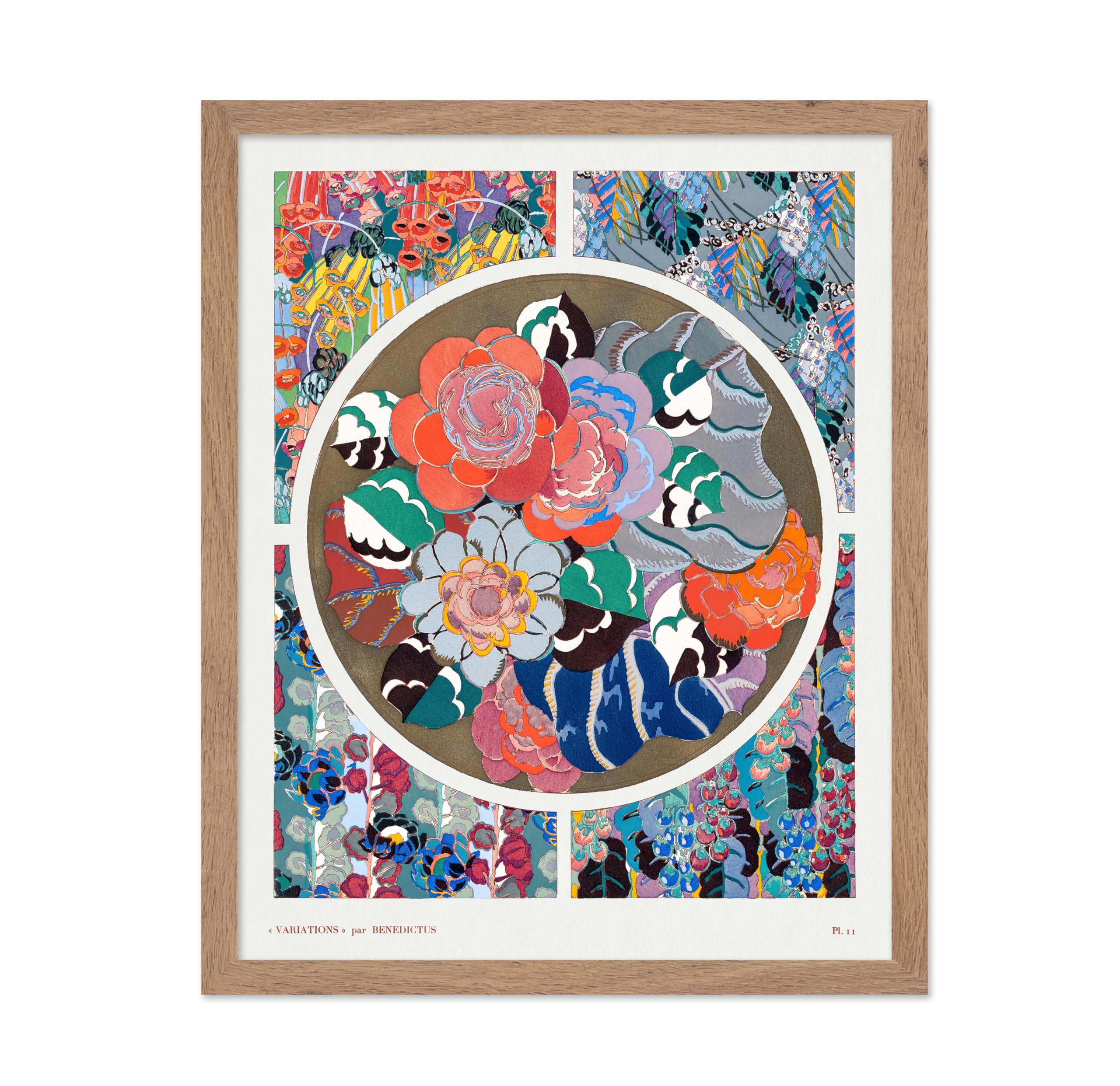 Poster Master Vintage Flower Poster - Retro Flower Pattern Print - Floral Art - Art Deco Gift for Men, Women, Florist - Abstract