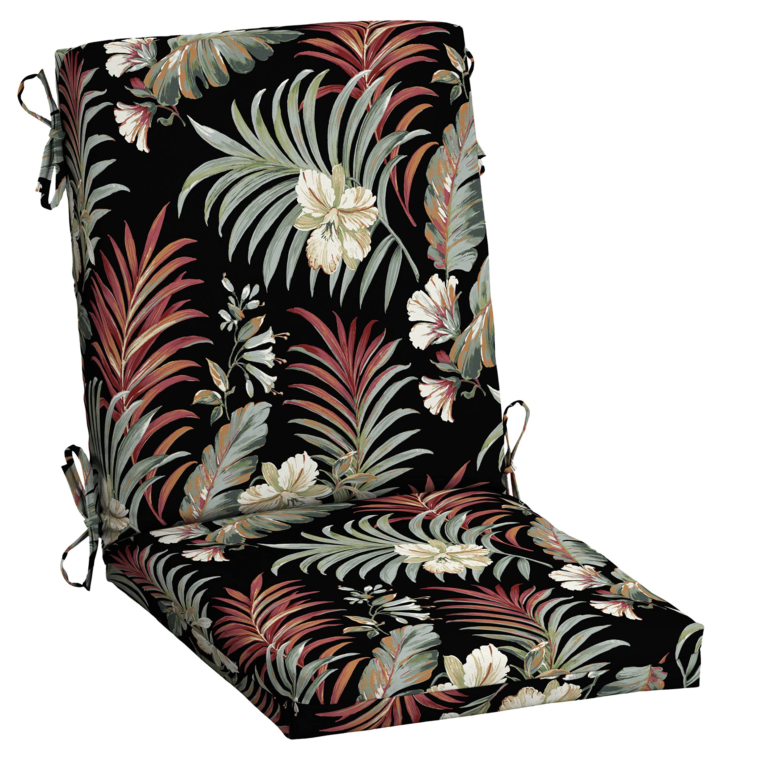 Arden Selections Outdoor Dining Chair Cushion 20 X 20, Rain-Proof, Fade Resistant 20 X 20, Simone Black Tropical