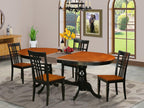 East West Furniture PVLG5-BCH-W 5 Piece Modern Dining Table Set Includes an Oval Wooden Table with Butterfly Leaf and 4 Dining Chairs, 42x78 Inch, Black & Cherry