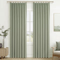 Sage Green Blackout Linen Curtains 84 Inches Long for Living Room Bedroom, Pinch Pleated Boho Light Drapes Viral Window Curtain 