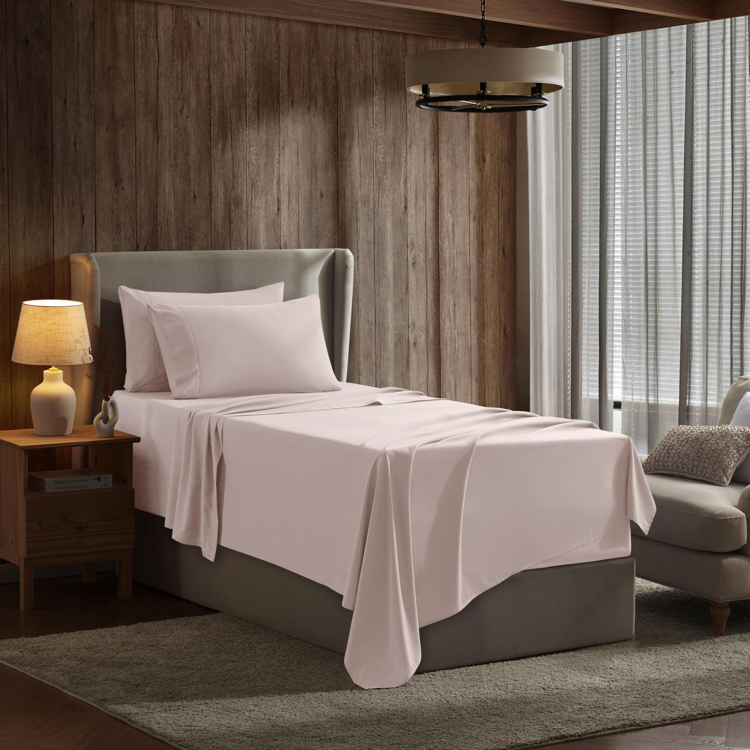 Nestl Twin Sheets Set- 3 Piece Twin Bed Sheets, Deep Pocket, Hotel Luxury, Extra Soft, Breathable And Cooling, Peach Beige Sheet