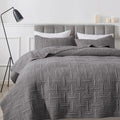 California Oversized Quilt King Size Bedding Sets With Pillow Shams, Dark Grey Lightweight Bedspread Coverlet, Cal Super Quilted