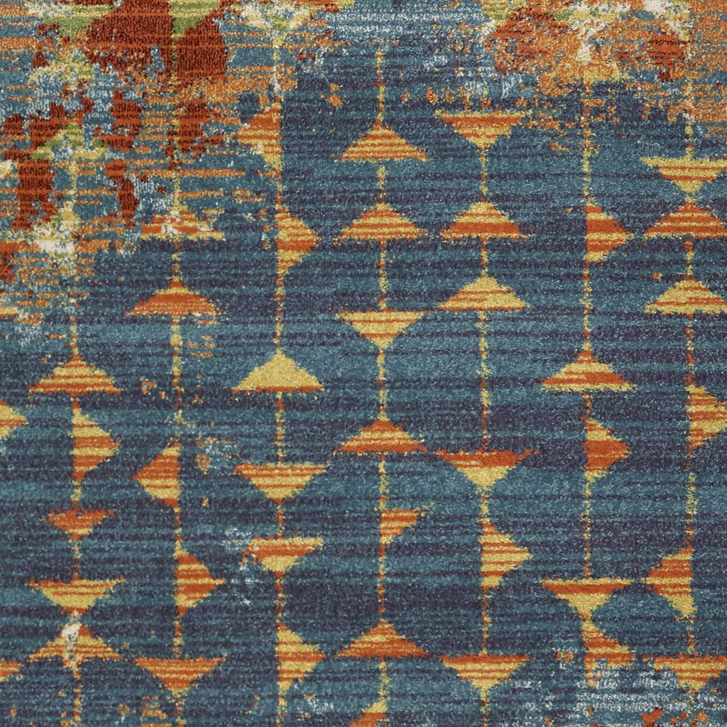 HomeRoots Polypropylene 3'x5' Blue Coral Machine Woven Abstract Triangular Strings Indoor Area Rug