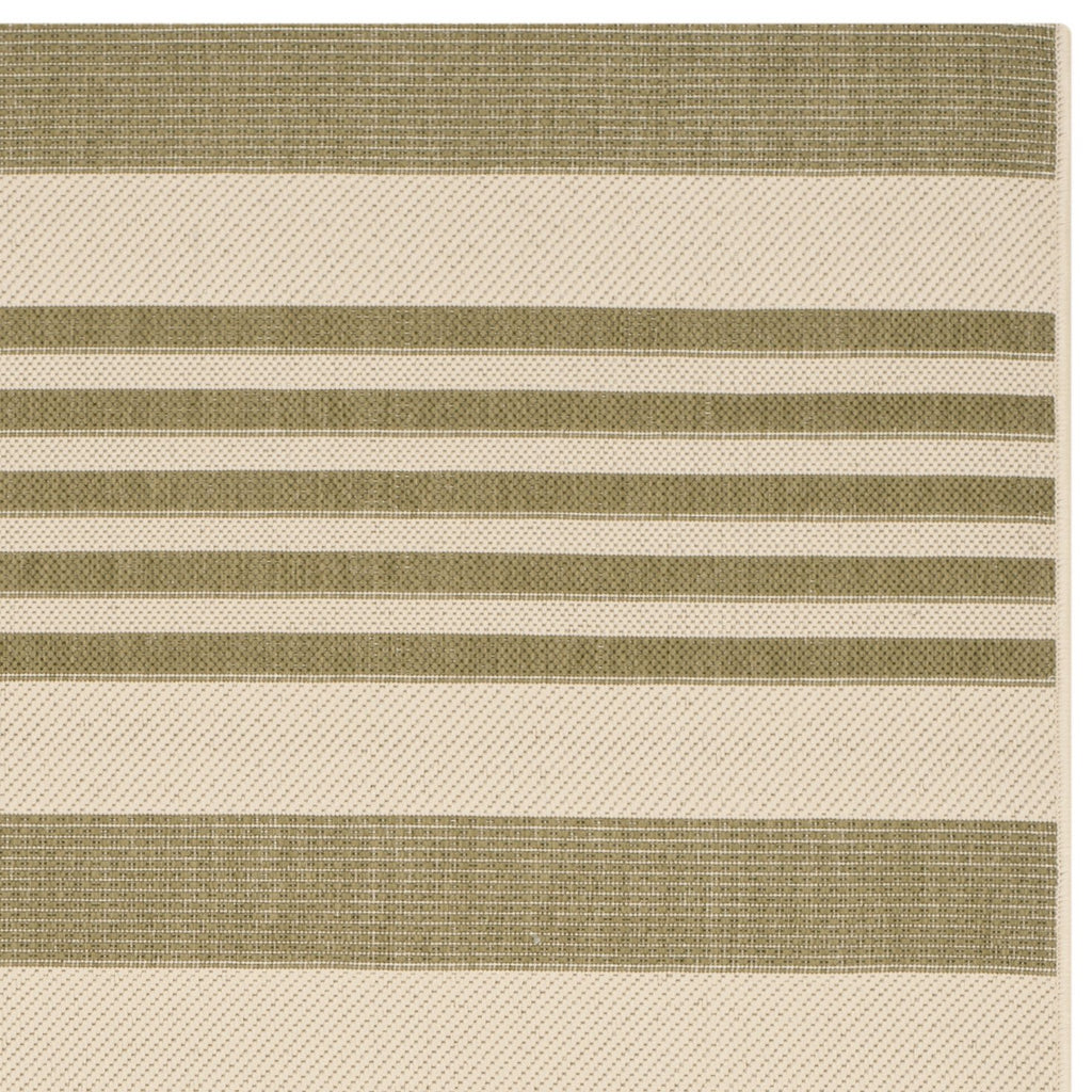 Safavieh Courtyard Collection Accent Rug - 2' X 3'7'', Green & Beige, Stripe Design, Non-Shedding & Easy Care, Indoor/Outdoor &