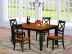 East West Furniture WEQU5-BCH-W 5 Piece Kitchen Set Includes a Rectangle Dining Room Table with Butterfly Leaf and 4 Solid Wood Seat Chairs, 42x60 Inch, Black & Cherry