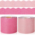 Whaline 131.2Ft Glitter Pink Bulletin Board Borders Cute Cowgirl Hot Pink Die-Cut Border Trim For Valentine'S Day Anniversary Ch
