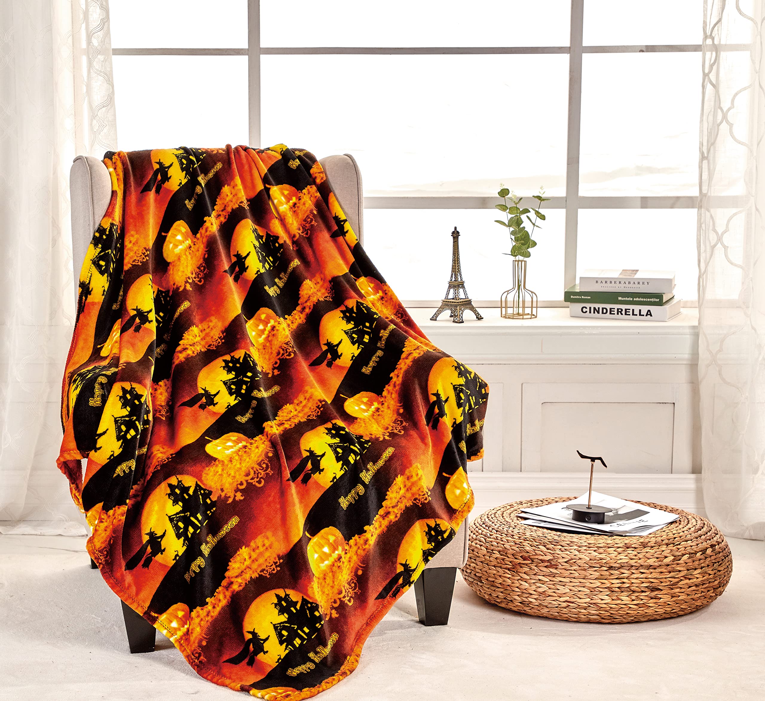 Faith, Hope, Love Home D  Cor Velvet Touch Holiday Throw Fleece Blanket (50' X 60') - Happy Halloween!
