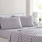 Modern Threads Printed 4-Piece Extra Soft Bedding Sheets & Pillowcase Set, Deep Pocket Up To 16 Inch Mattress Cara Queen