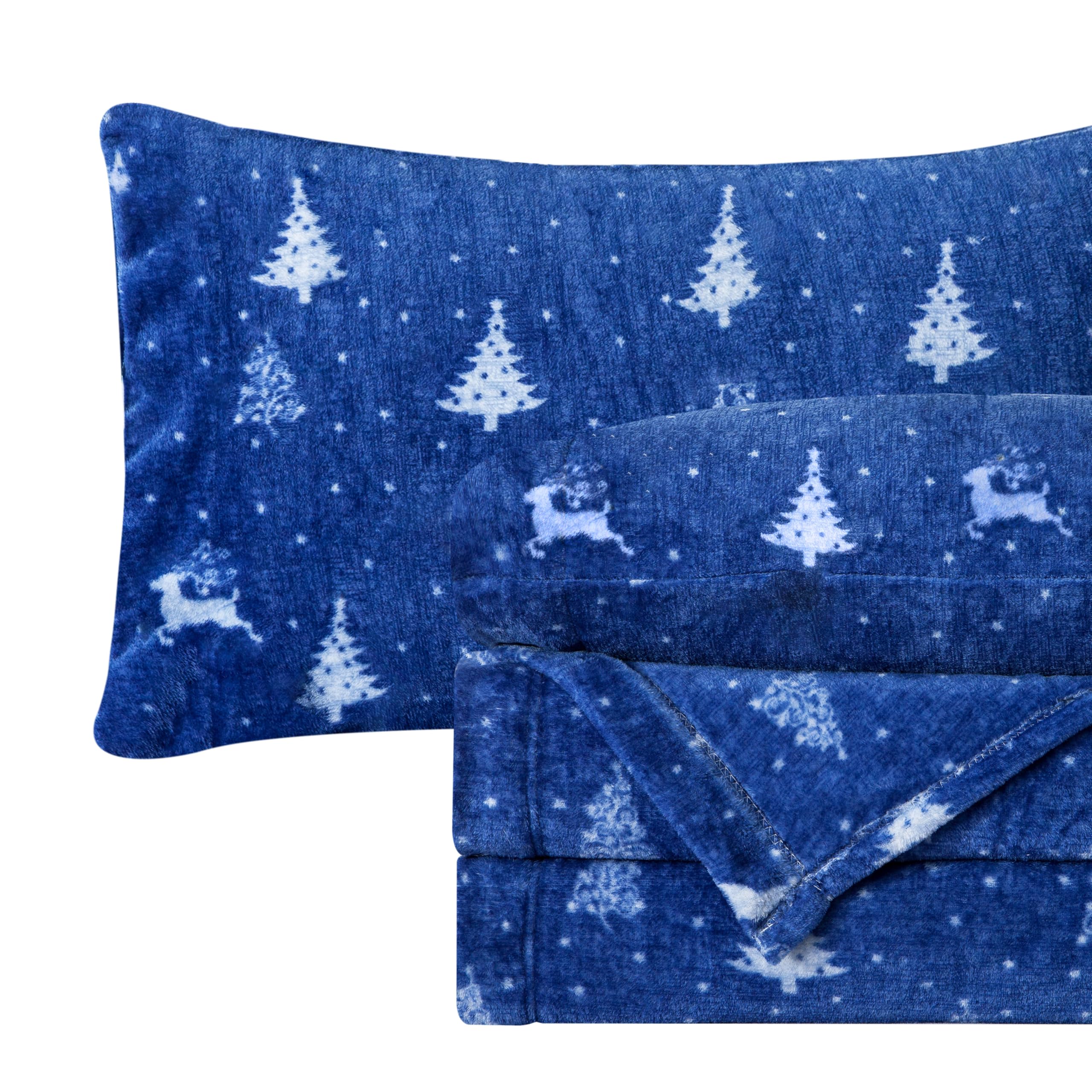 Elegant Comfort Luxuriously Soft 4-Piece Holiday Velvet Plush Flannel Sheet Set- Premium Quality -Cozy Warm, Christmas Fuzzy Vel