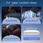 Coop Home Goods Eden Cool+ Adjustable Pillow, Queen Size Plus Shaped Memory Foam Pillows With Cooling Gel, Back, Stomach Or Side