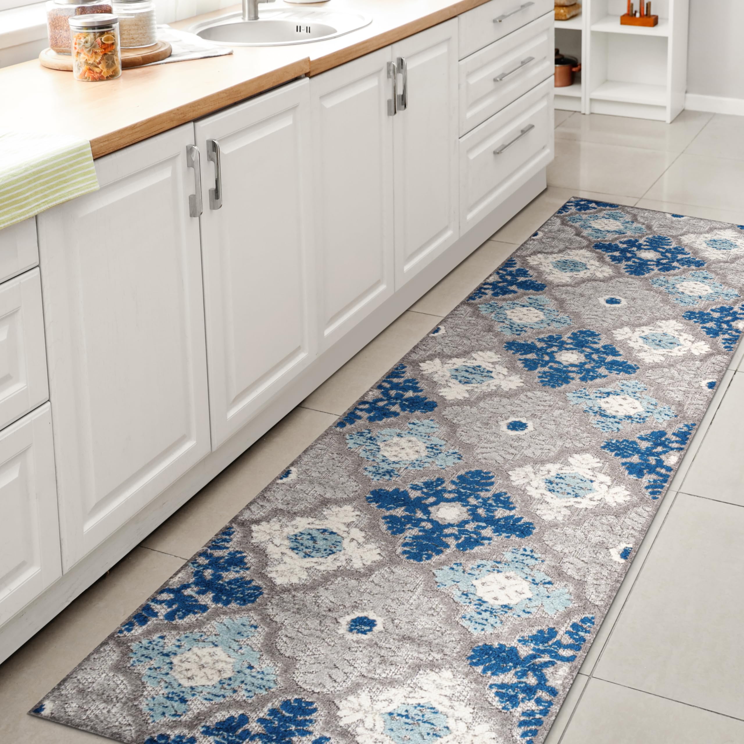 Jonathan Y Amc105B-210 Cassis Ornate Ogee Trellis High-Low Indoor Outdoor Area Rug Bohemian Floral Easy Cleaning High Traffic Be