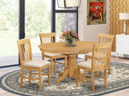 East West Furniture AVNO5-OAK-C Avon 5 Piece Modern Set Includes an Oval Wooden Table with Butterfly Leaf and 4 Linen Fabric Kitchen Dining Chairs, 42x60 Inch, Oak
