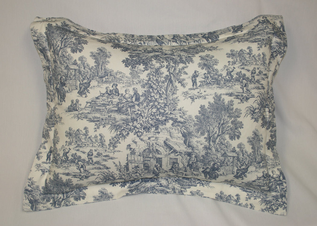 Ellis Curtain Victoria Park Toile Pillow Sham King Size, Blue