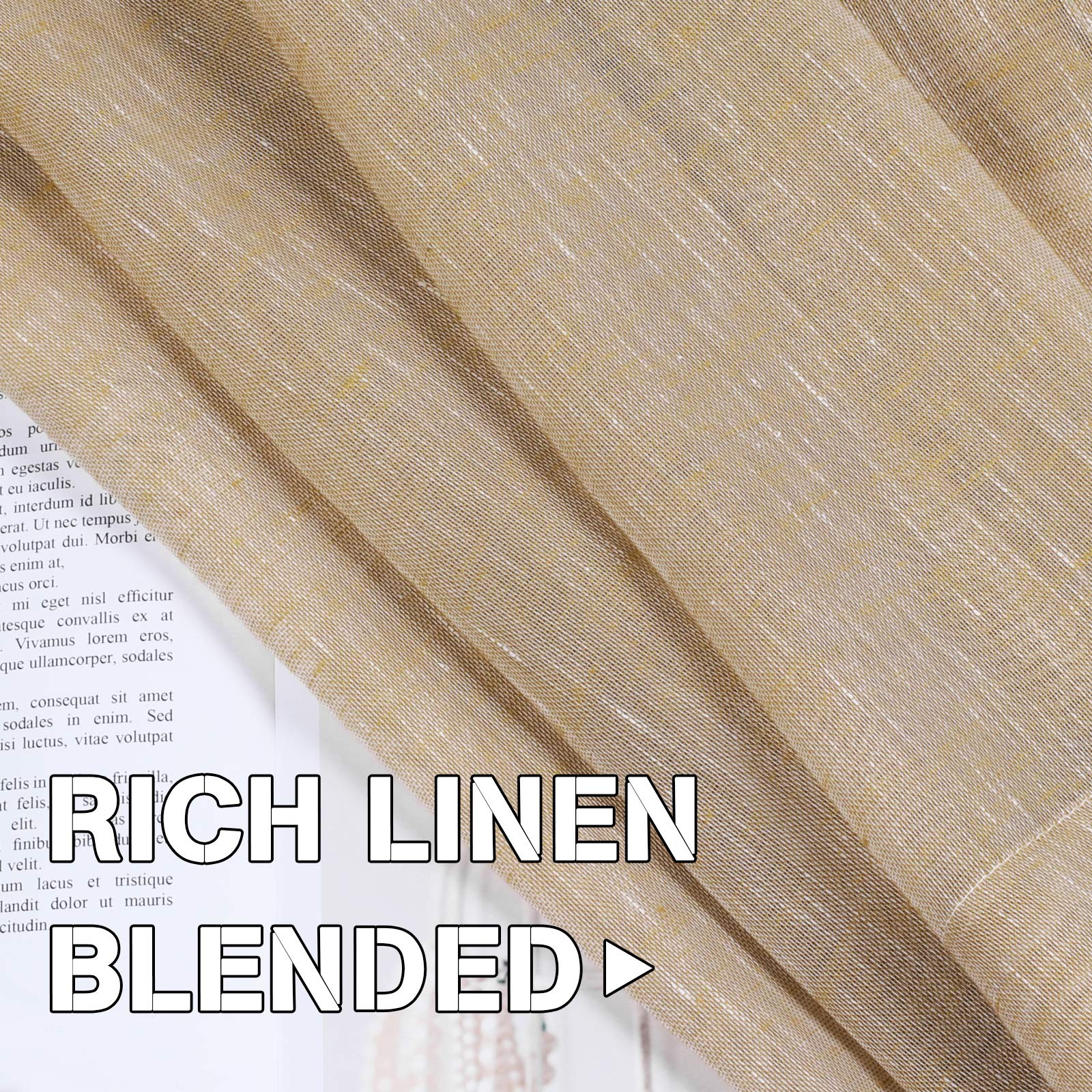 H.Versailtex Privacy Protection Home Fashion Natural Linen Rich Quality Curtain Sheers Multi Size 52X63 - Inch/Nickel Grommet Top Linen Curtain Panels Indoor Curtains (Set Of 2, Taffy)