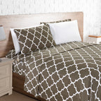 Elegant Comfort 6-Piece Moroccan Trellis Print Sheet Set, Super Cozy, Fade And Wrinkle Resistant, 1500 Premium Hotel Quality Microfiber, Deep Pocket Fitted Sheet With Smart Pockets, King, Gray
