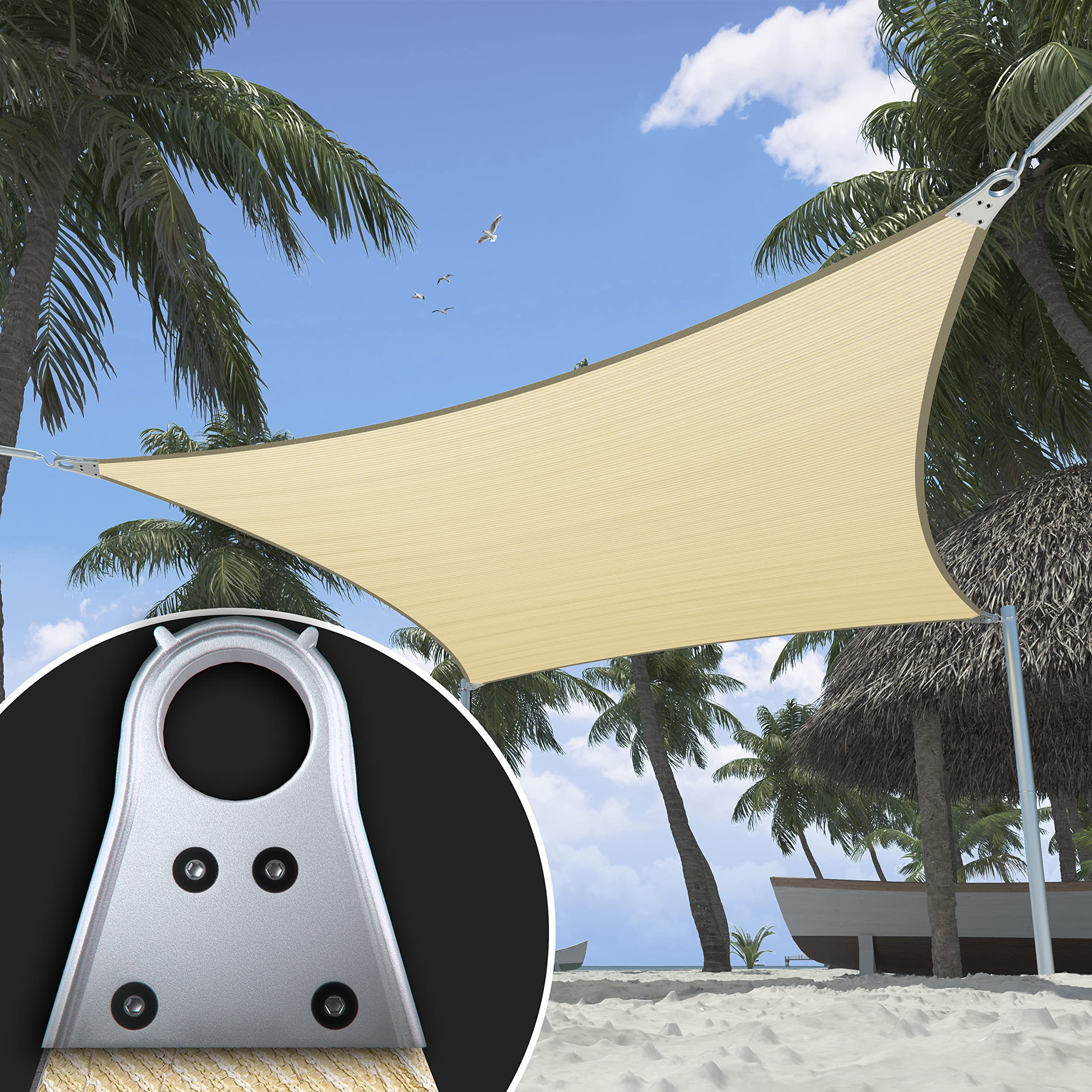 Shademart 8 ' X 19 ' Beige Shademart 6 ' X 6 ' Beige Sun Shade Heavy Duty Rectangle Shade Sail Super Ring Canopy Awning Shades F