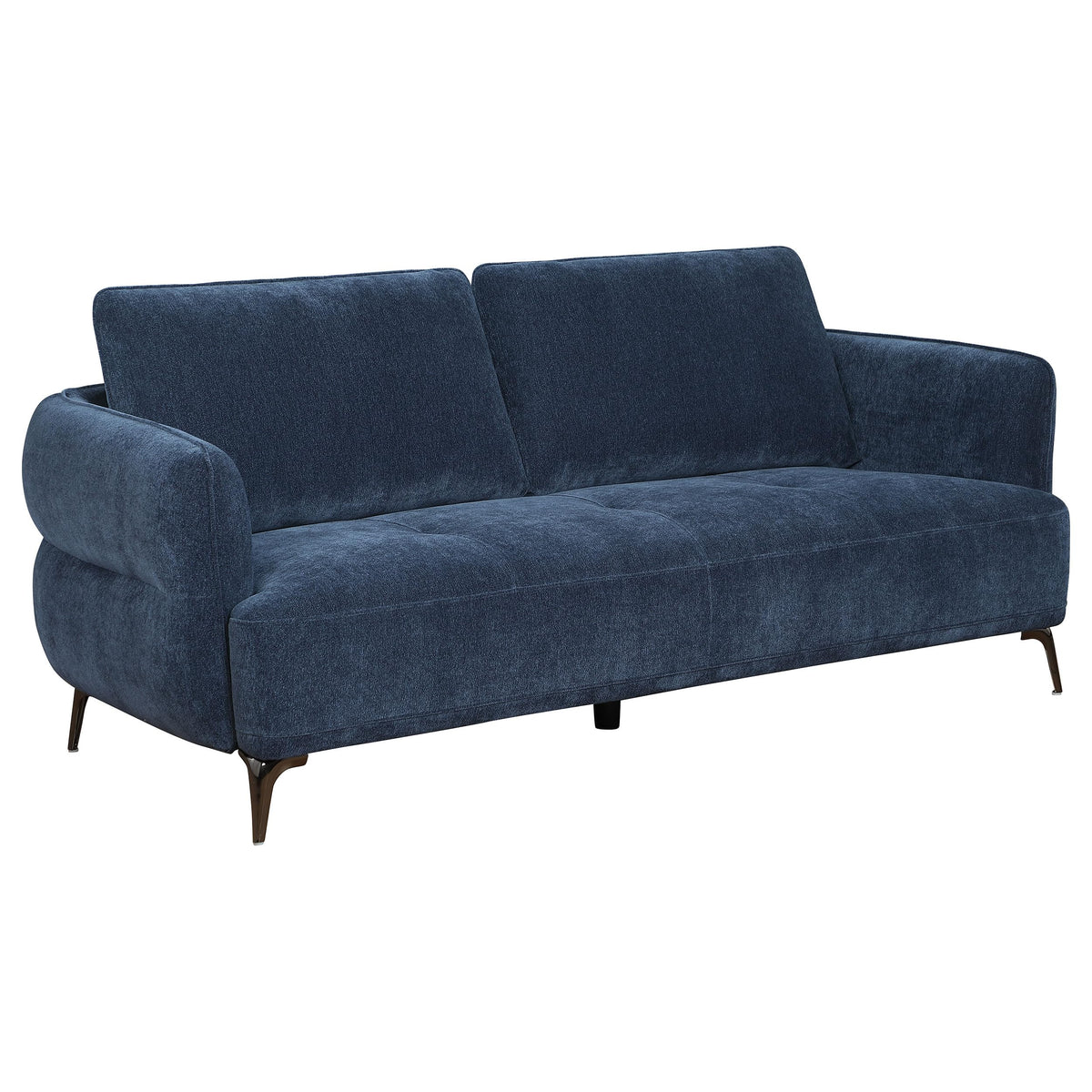 Coaster Home Furnishings Lively Chenille Upholstered Modern Track Arm Sofa Blue