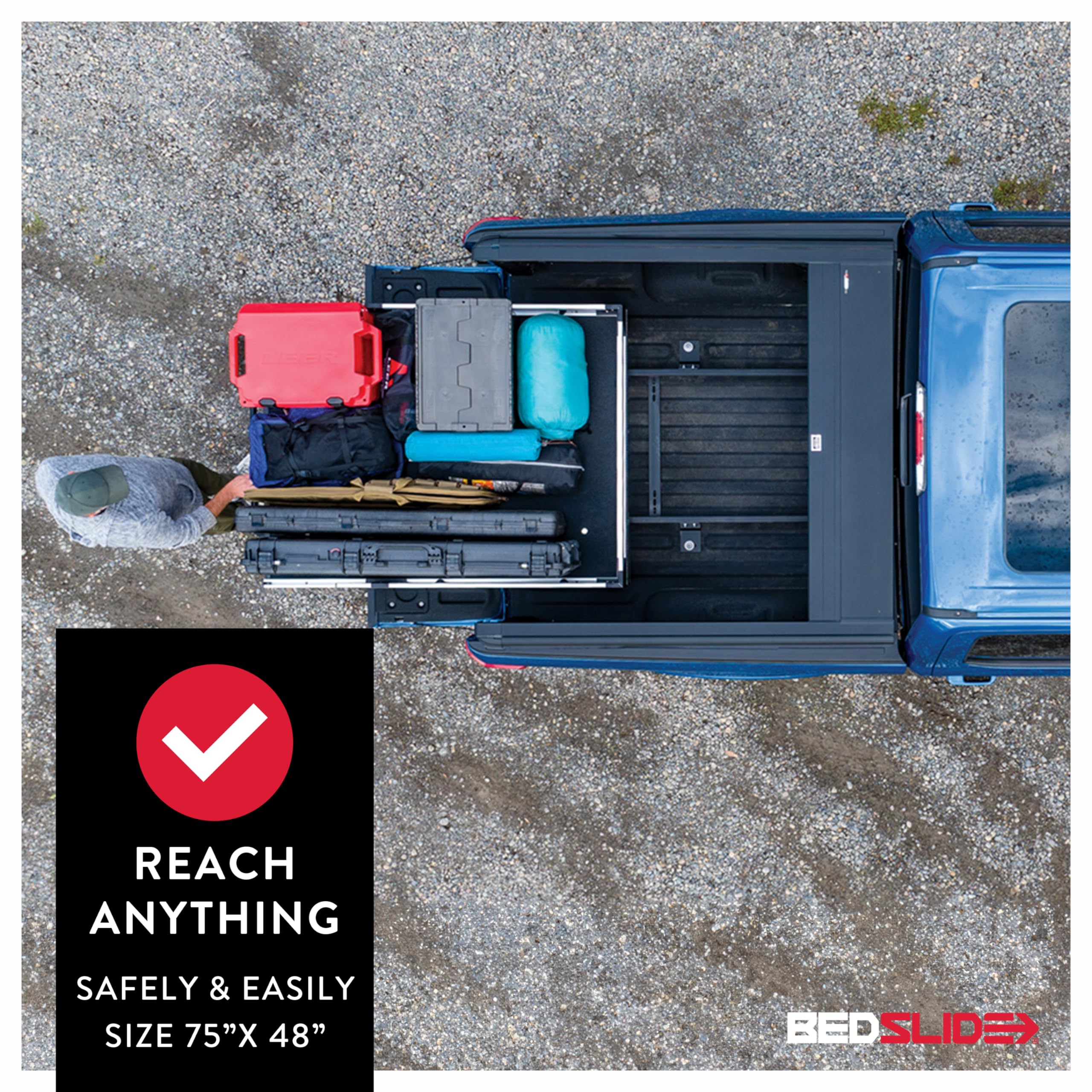 Bedslide 1000 Classic Sliding Truck Bed Organizer, 75 X 48-Inch, Capacity 1000 Lbs, Truck Bed Storage Drawer, Fits Toyota Tundra