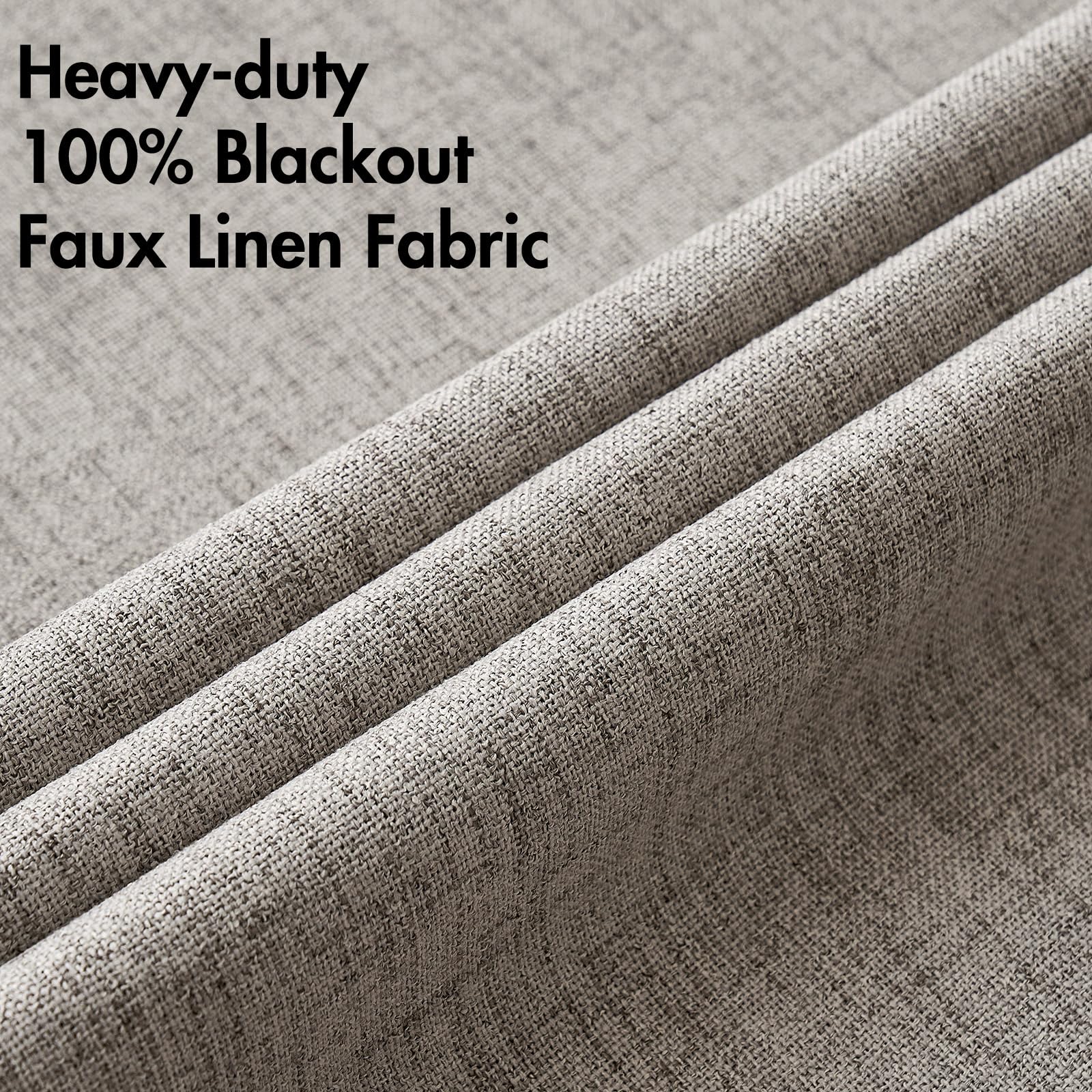 Miulee 100% Blackout Linen Textured Curtains For Bedroom Solid Thermal Insulated Warm Taupe Grommet Room Darkening Curtains & Drapes Luxury Decor For Living Room Nursery 42 X 84 Inch (2 Panels)