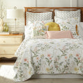 Levtex Home - Viviana Quilt Set - King/Cal King Quilt + Two King Pillow Shams - Botanical Floral - Coral, Green, Yellow, Cream -