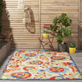Nourison Aloha Indoor/Outdoor Multicolor 6' X 9' Area Rug, Easy Cleaning, Non Shedding, Bed Room, Living Room, Dining Room, Backyard, Deck, Patio (6X9)