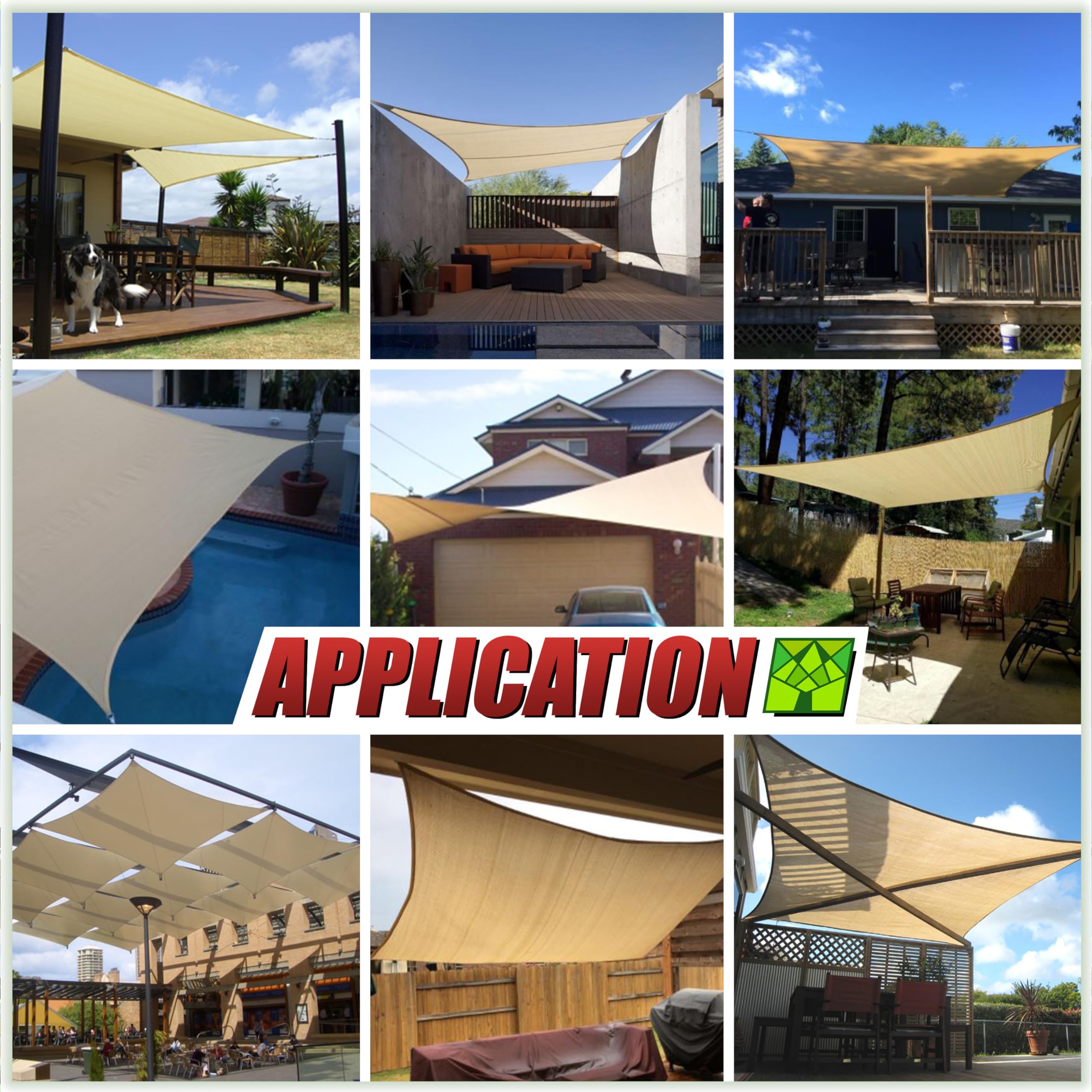 Colourtree Ctapr1016 Custom Size 15' X 16' Beige Sun Shade Sail Canopy Uv Block Upf50  Rectangle - Commercial Standard Heavy Duty - 190 Gsm - 3 Years Warranty