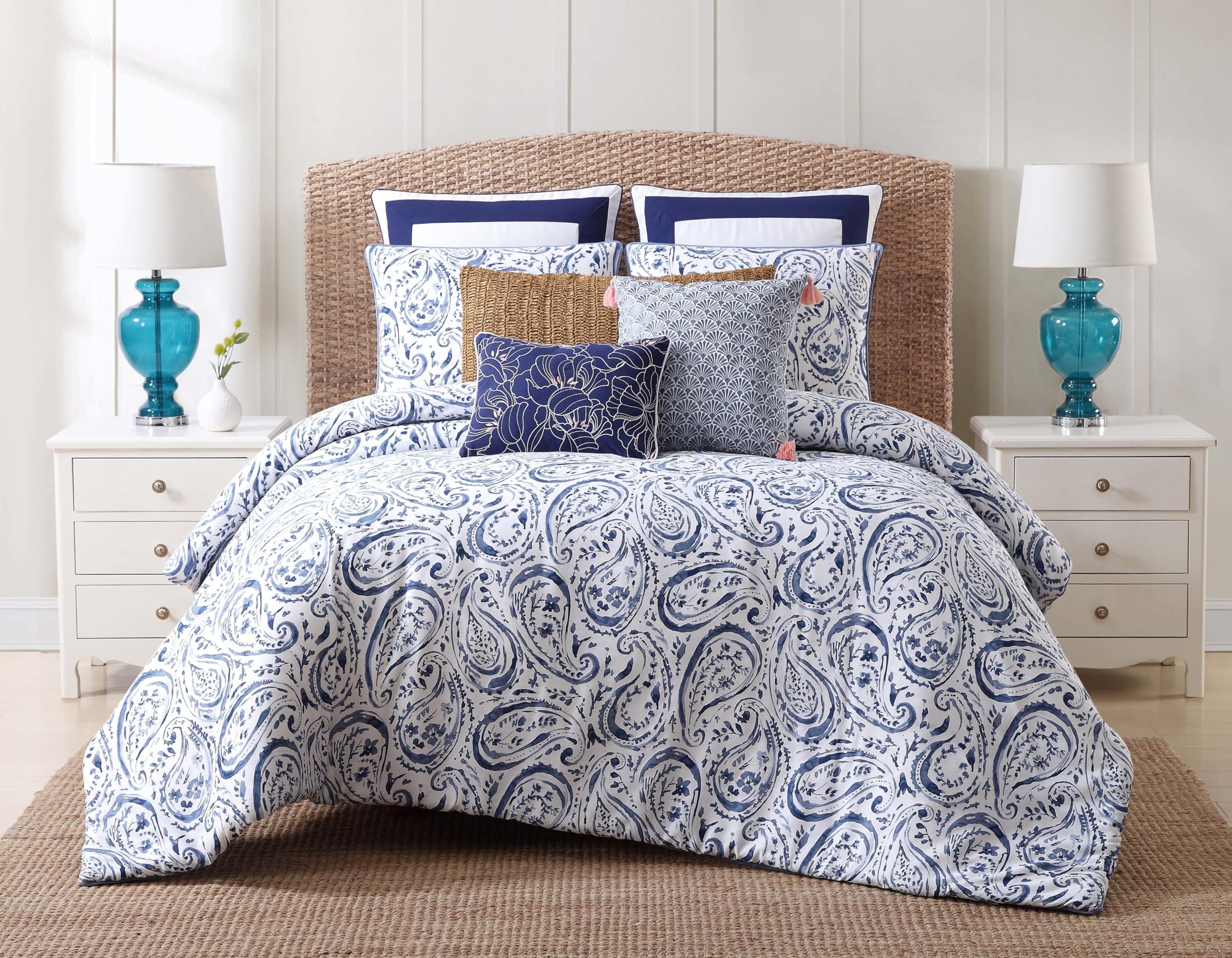 Coastal Living Cotton Comforter Set, Full/Queen, Indienne Paisley
