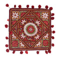 Ethnics Of Kutch Pakko Work Cotton Hand Embroidered Cushion Cover  40 Cms Length  (Maroon 17A04A)