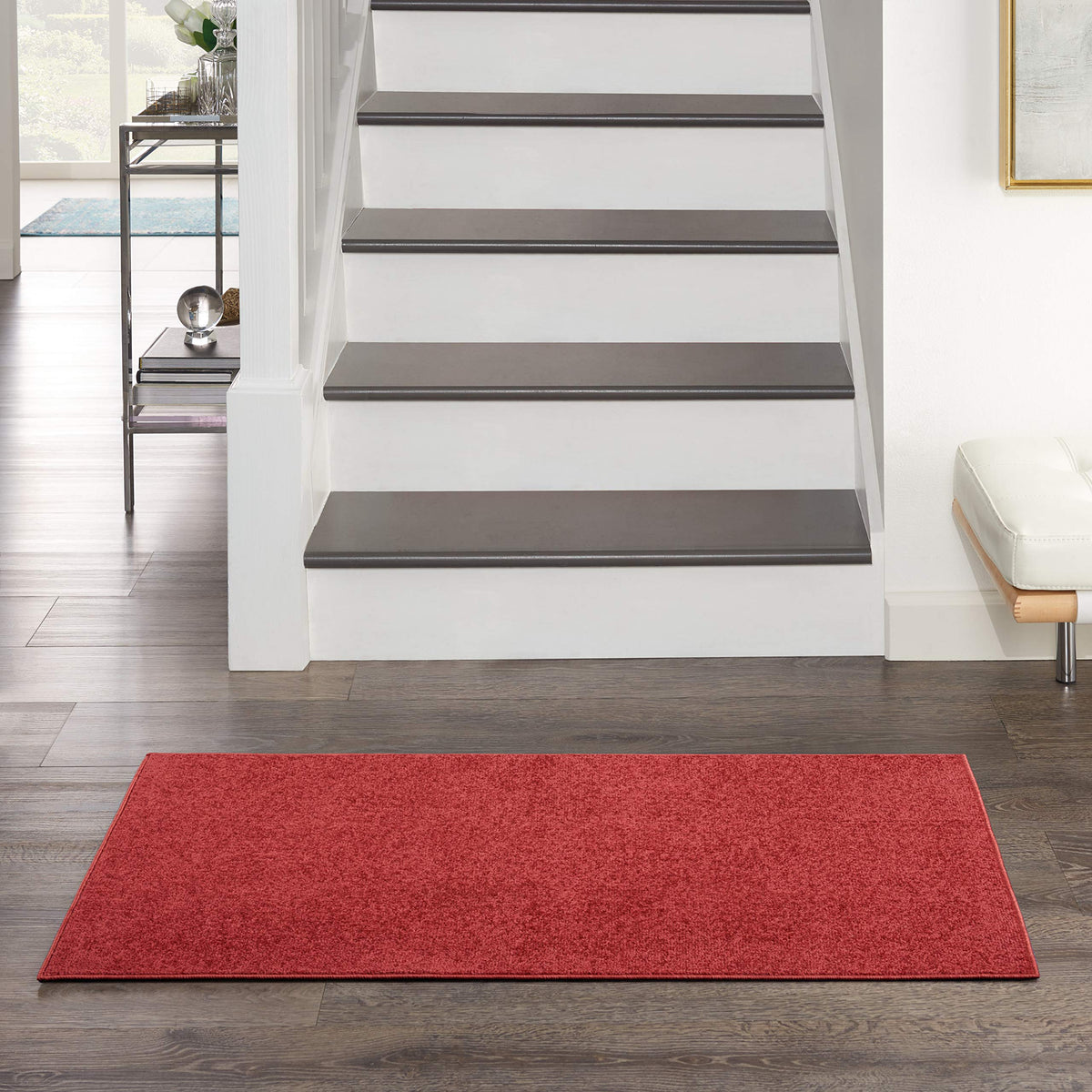 Nourison Essentials Indoor/Outdoor Brick Red 2' X 4' Area -Rug, Easy -Cleaning, Non Shedding, Bed Room, Living Room, Dining Room