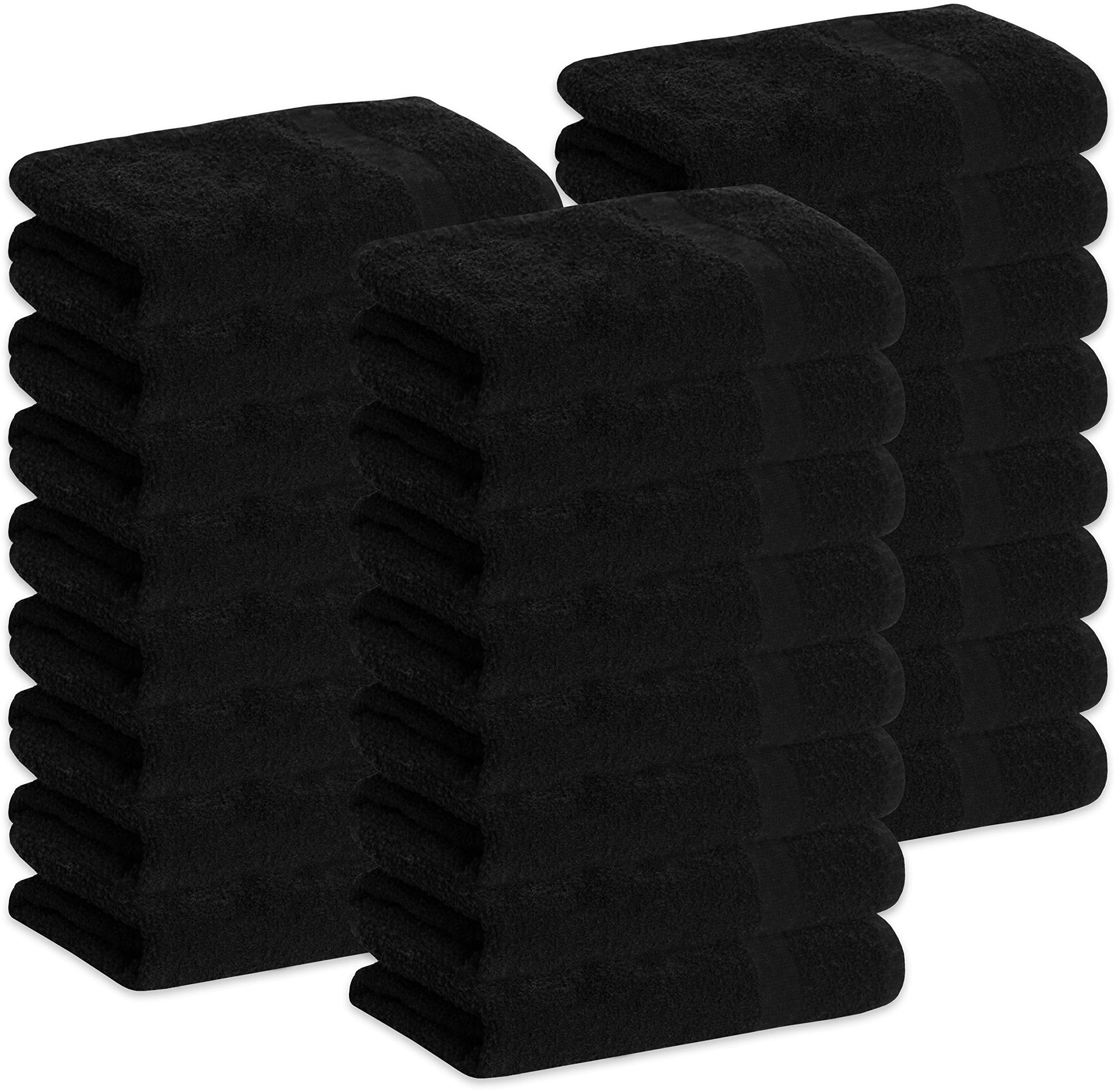 GREEN LIFESTYLE 24 Pack Black Microfiber Bleach Safe Towel Bulk Sets, Premium Spa Quality, Super Soft and Absorbent for Gym, Poo