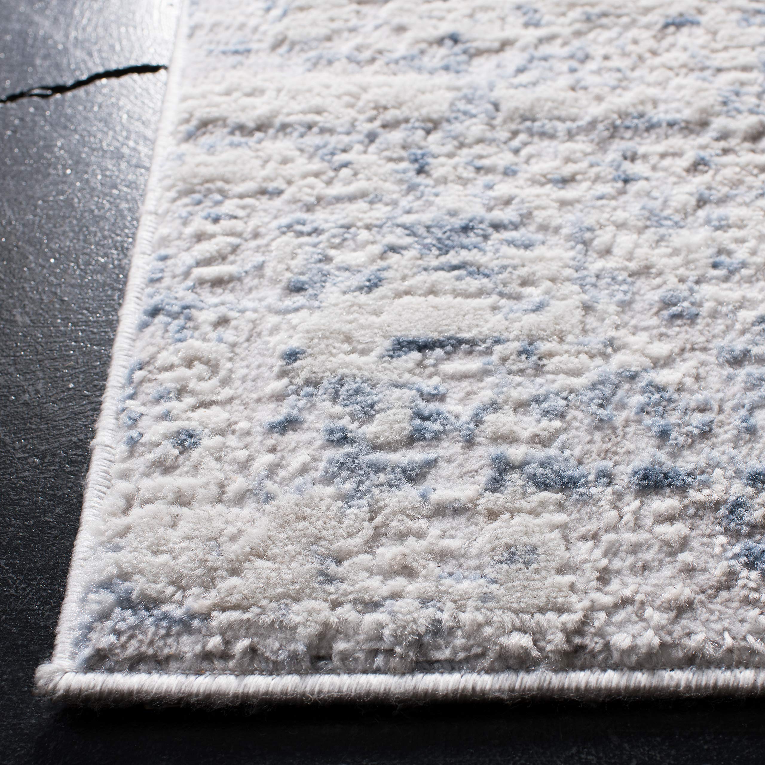 Safavieh Amelia Collection Area Rug - 9' Square, Ivory & Blue, Modern Abstract Design, Non-Shedding & Easy Care, Ideal For High