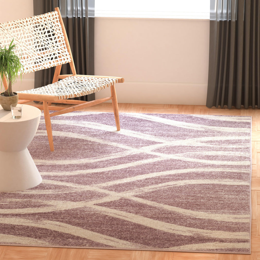 Safavieh Adirondack Collection Area Rug - 6' Square, Dark Green & Ivory, Modern Wave Design, Non-Shedding & Easy Care, Ideal for