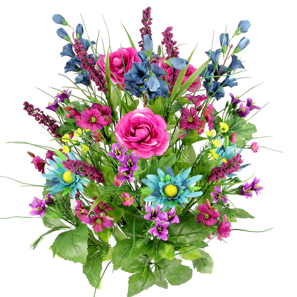 Admired By Nature 30 Stem Artificial flowers Morning Glory & Ranunculus Bush Spring Faux Flower Arrangement for Indoor Wedding h
