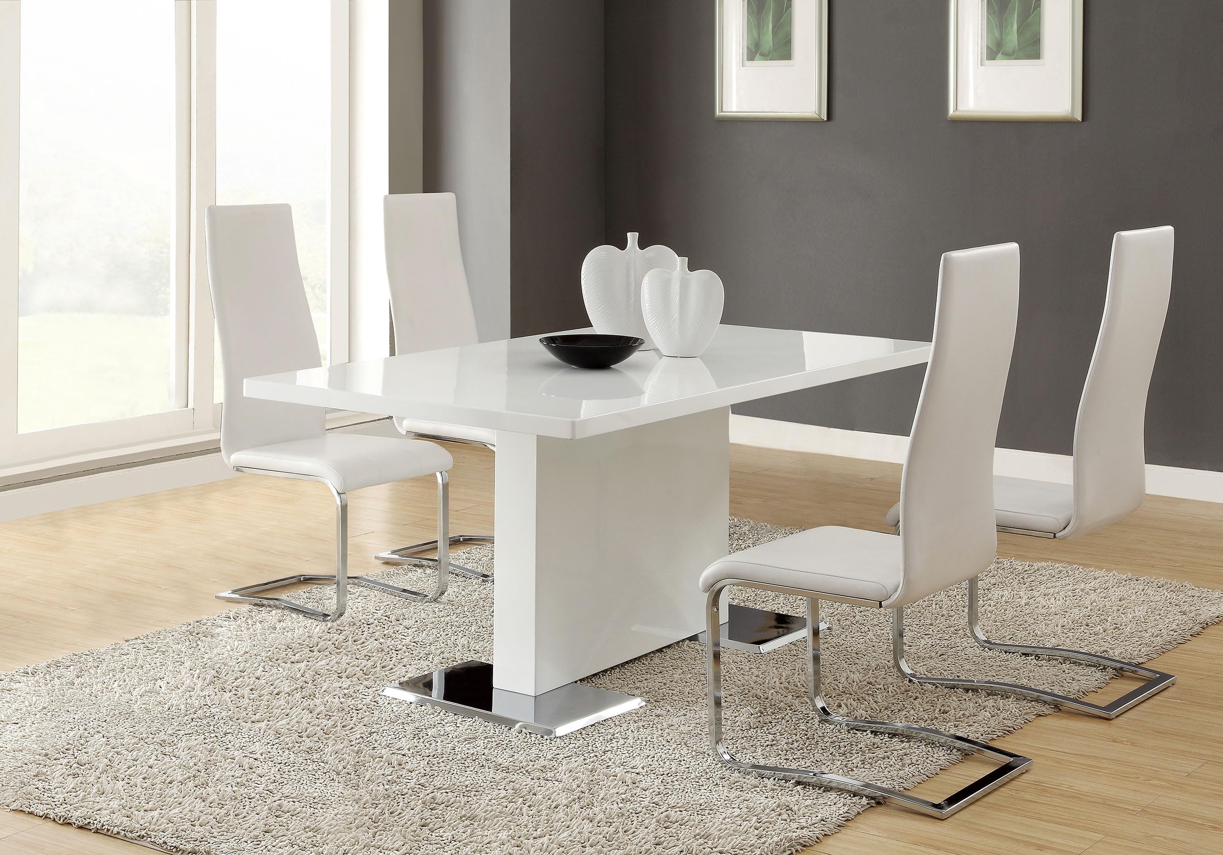 Coaster Anges 5-Piece Contemporary Wood Dining Set White High Gloss And Chrome