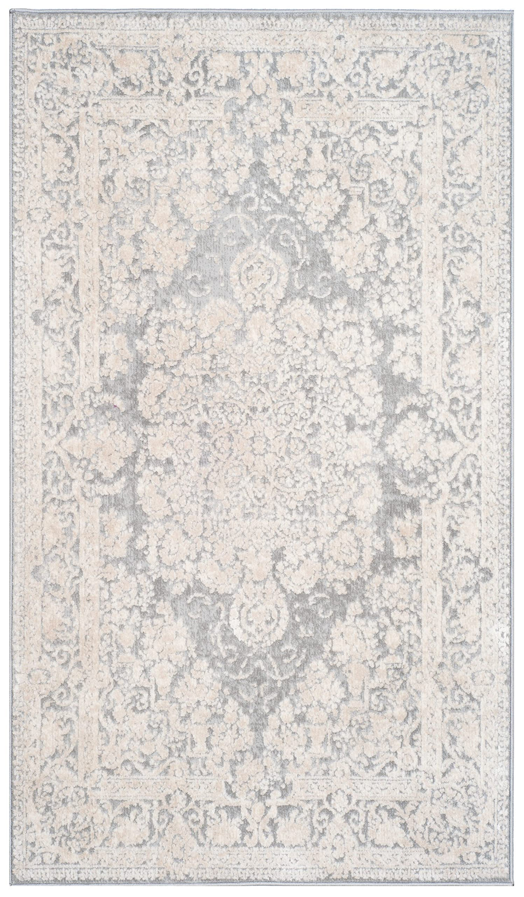 SAFAVIEH Reflection Collection Accent Rug - 2'3'' x 3', Light Grey & Cream, Vintage Distressed Design, Non-Shedding & Easy Care,